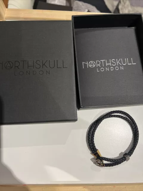 Micro Atticus Skull Double Wrap Bracelet In Gold & Black, Northskull