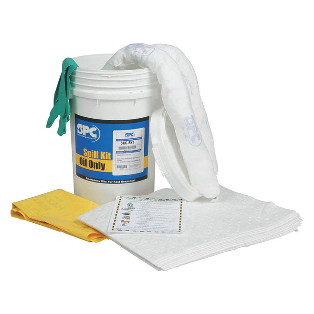 BRADY SPC ABSORBENTS SKO-BKT Spill Kit, Oil-Based Liquids, White
