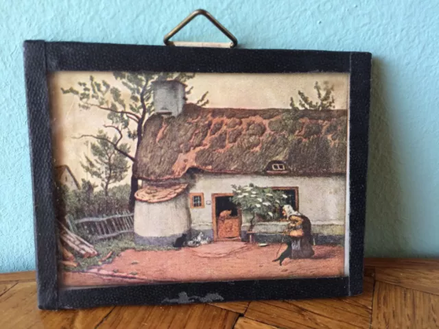 Altes Bild Glas Hexenhaus 30er/40er Puppenstube Puppenhaus dollhouse picture