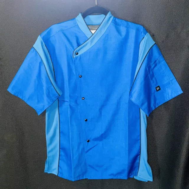 Happy Chef Cook Cool Unisex Blue Coat Short Sleeve Size Extra Small  #547 NWT