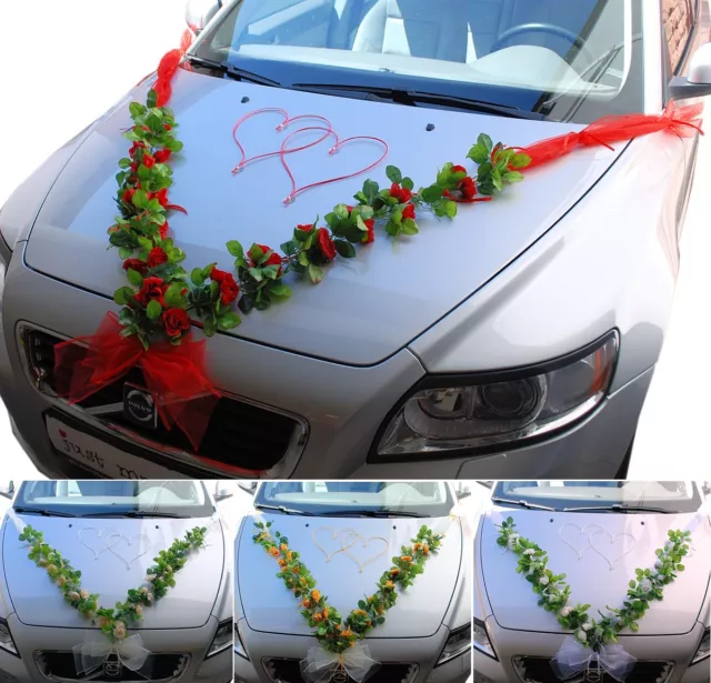 Brautauto Autoschmuck Hochzeitsauto Autogirlande Autodeko Girlande Rosen +Herzen