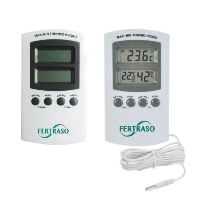 Fertraso digitales Hygrometer Thermometer wahlweise mit 1 oder 2 Messpunkten