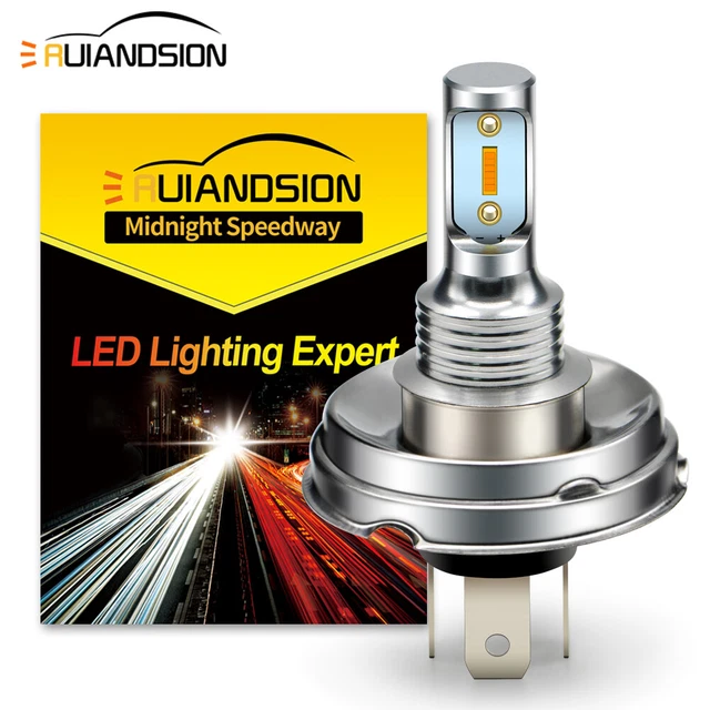 1PC JAUNE P45T R2 CSP LED Ampoule de phare de moto Hi/ Lo Beam 1000lm DC 1030V EUR 14,39