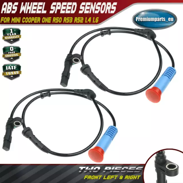 2X Abs Wheel Speed Sensors Front For Mini Cooper One R50 R53 R52 01-07 1.4 1.6