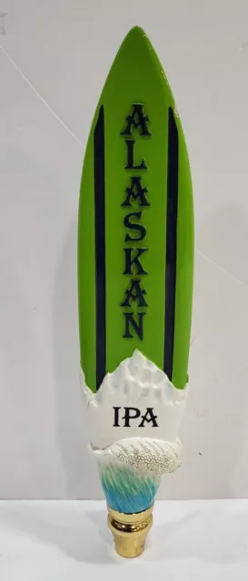 Alaskan Brewing Co. Icy Bay IPA Green Surf Board 12.5" Beer Tap Pull Handle Knob