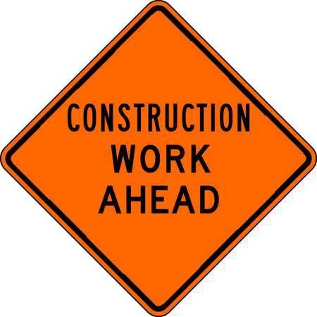 Lyle W20-1W-30Ha Construction Work Ahead Traffic Sign, 30 In Height, 30 In