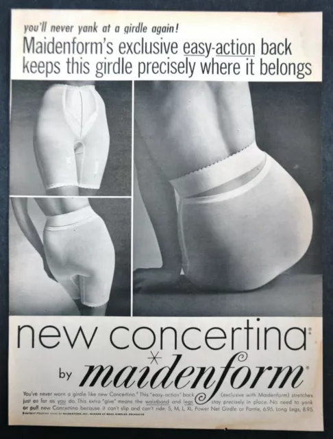1962 Woman modeling Maidenform Concertina Girdle retro photo print ad