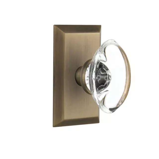 Nostalgic Warehouse  2-3/4" Antique Brass Passage Oval Clear Crystal Door Knob