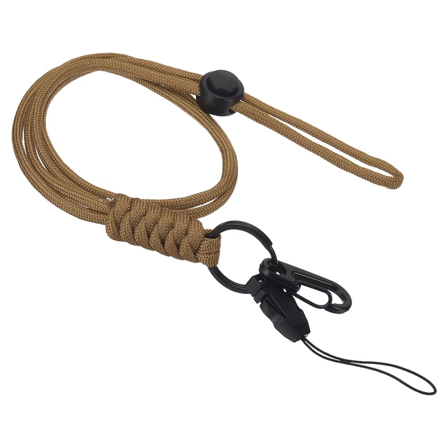 Neck Lanyard w Hook Badge Lanyards Adjustable Strap Keychain Brown