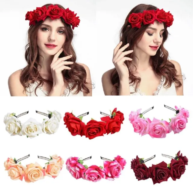 Girl Women Crown Wreath Wedding Flower Headband Garland Hair Band Floral Garland