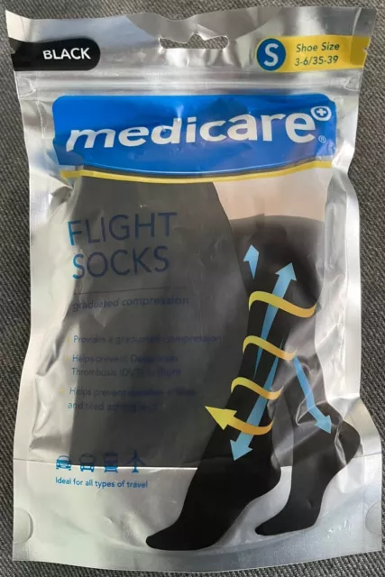 Medicare Flight Socks Black Size S, M, L