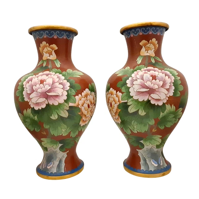 A Pair Of Early 20th Century Chinese Cloisonne Enamel Vase