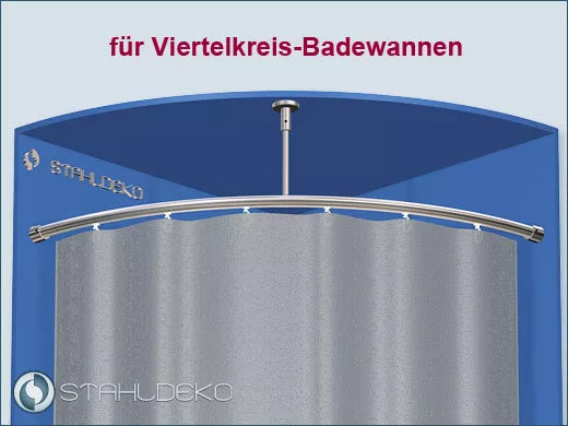 Runde Duschvorhangstange Viertelkreis Badewanne in Edelstahl Weiß Schwarz