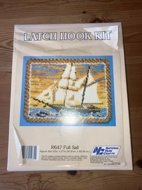 Vintage 1980s Latch Hook Kit By National Yarn Crafts R647 Full Sail