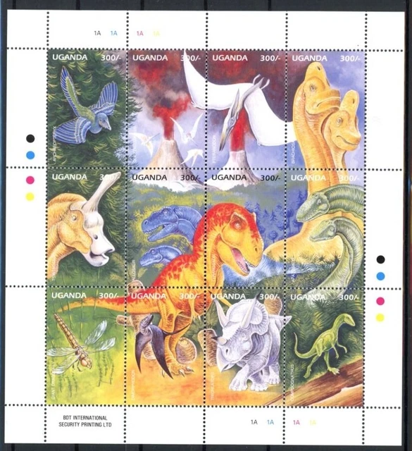 Uganda ZD Bogen 1520-1531 postfrisch Dinosaurier #JT874