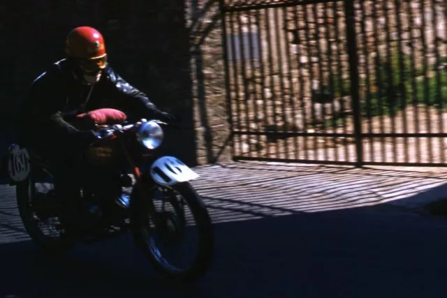 35mm Slide 1950s Red Border Kodachrome SMan on Dirt Bike 169