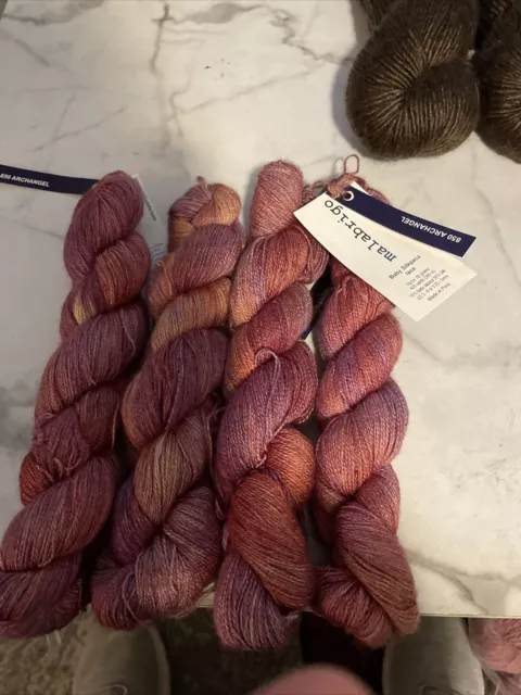 malabrigo, 100% baby alpaca 30% silk lot of 4