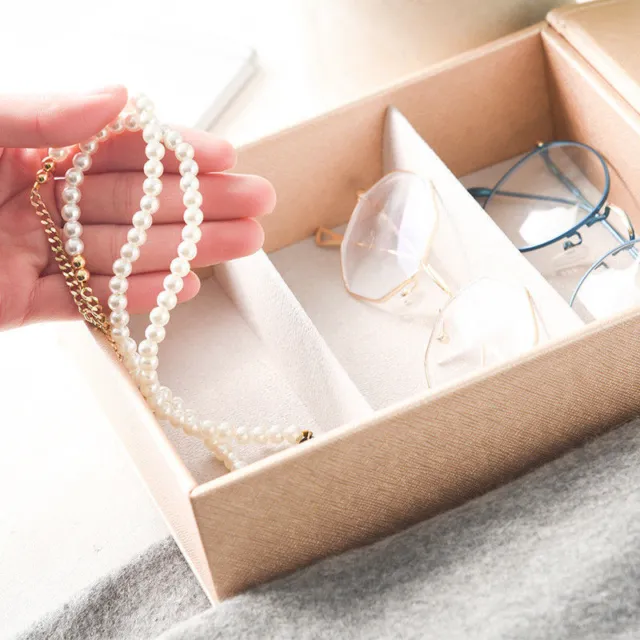 Sunglass Eyeglass Storage Case Faux Leather Display Box Jewellery Tray Chic Gift