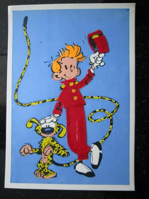 Spirou et fantasio  - Franquin - carte postale ancienne 1950 avec feutres