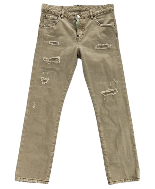 Dsquared2 Cool Girl Mid-Rise Crop Jean Distressed Italy Size 36 (31x25) in Khaki
