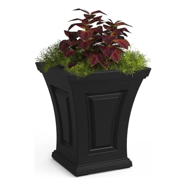 Mayne Cambridge 18" Traditional Polyethylene Resin Tall Planter in Black