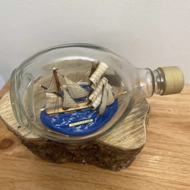 Ship in a Bottle Haig & Haig Whiskey Bottle Brigantine Vintage Ship in a Bottle Haig & Haig Whiskey Bottle Brigantine Vintage