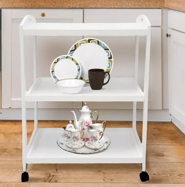 Kitchen Serving Trolley Tea Coffee Meal Drinks Serving Unit Cart Home 3 Tiers