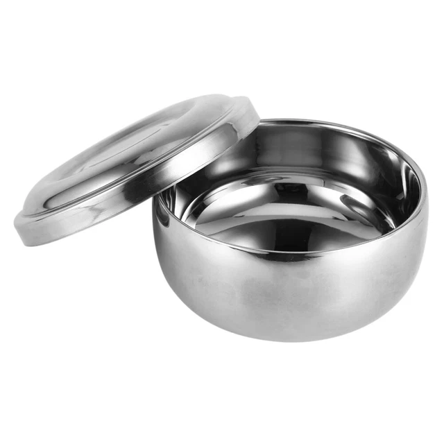 Ciotola tazza da barba bagnata argento metallo pulizia viso assistenza sanitaria rasatura T SDS