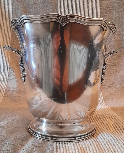 Seau à Champagne Ancien - Métal Argenté - PLM Ancien Hôtel - Déco Vintage