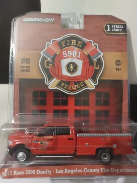 Greenlight 1/64🇨🇵 fire rescue série 1 Ram 3500 Los Angeles fire department