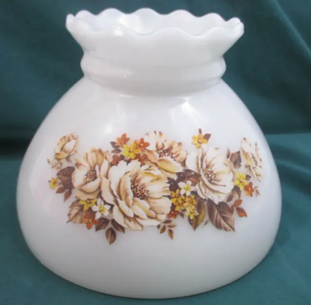 Hurricane Gwtw Student Glass Oil Lamp Shade - Brown Floral - 8" Fitter (Dfd4)