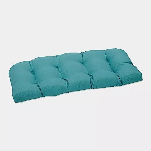 Forsyth Solid Indoor/Outdoor Wicker Patio Sofa/Swing Cushion 19" x 44" Blue