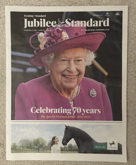 London Evening Standard Jubilee 2-5 June 2022 Queen Elizabeth II Platinum News