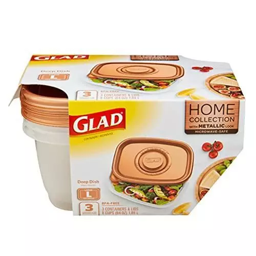 GladWare 64 oz Deep Dish Containers CHRISTMAS HOLIDAY EDITION - 3 Containers