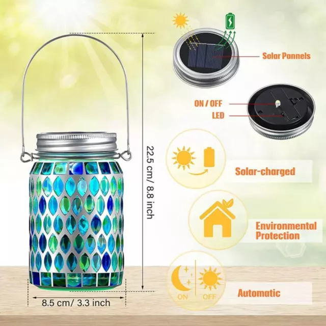 Artificial Solar Lights Glass Patterns Wonderful Colors Solar Lanterns For
