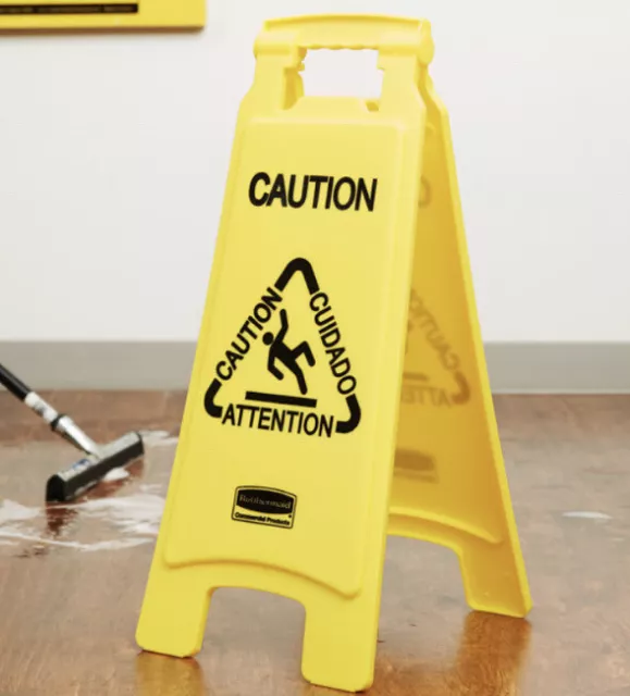 Rubbermaid  25" Yellow Double Sided Multi-Lingual Caution Wet Floor Sign