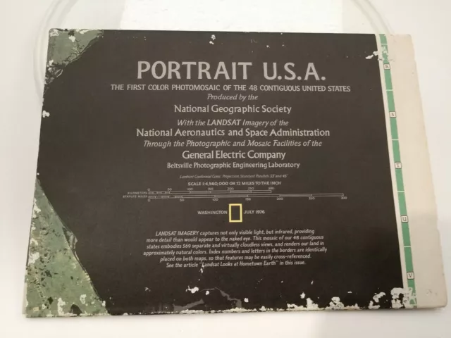 National Geographic Map Only Pg 140A Vol 150 #1 July 1976 Portrait Usa 48 States