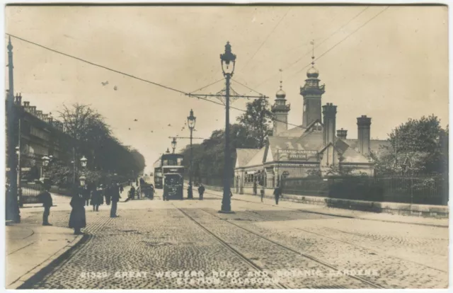 GT WESTERN ROAD & BOTANIC GARDENS STATION, GLASGOW, TRAM - Lanarkshire Postcard