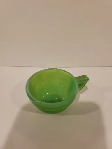 MINT Vtg Akro Agate Green Glass Childs Mini Play Tea Cup Concentric Ring Jadeite