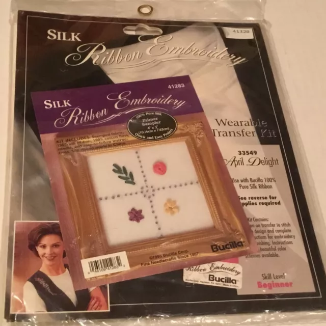 Bucilla  “April Delight” Silk Ribbon Embroidery Wearable Transfer Kit!