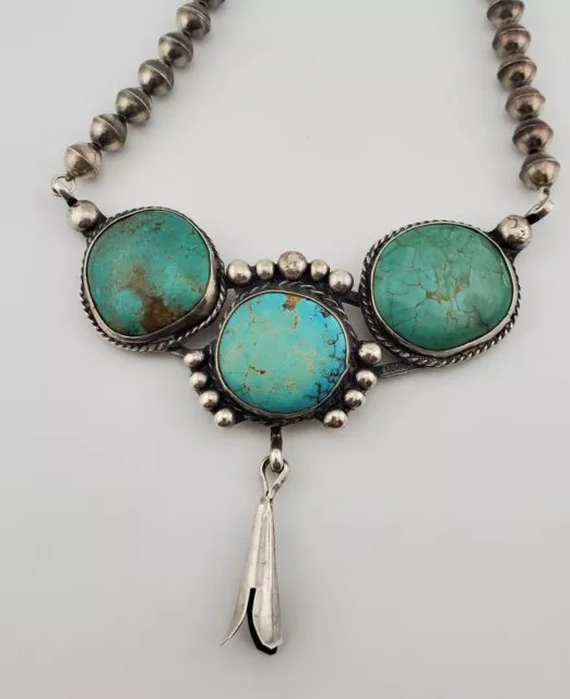 Stunning Vintage Turquoise Necklace Native American Southwestern Sterling Silver