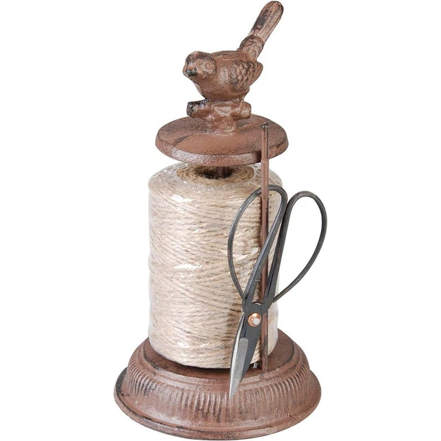 Esschert Design TG214 Garnspender mit Schere Spindel Gusseisen Antik braun