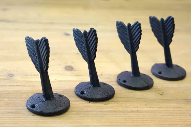 4 Cast Iron Arrow Hooks Feather Wall Mount Rustic Coat Hall Tree Hat Hardware