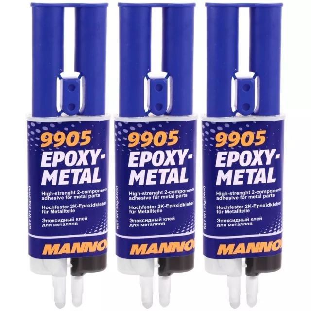 3x 30g MANNOL 2-K KLEBER für METALL EPOXY-METAL EPOXIDKLEBER FÜLLEN KLEBEN