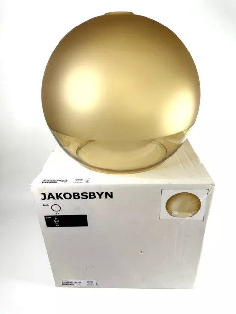 IKEA JAKOBSBYN Gold Tone Beige Pendant Lamp Shade Clear & Matt Glass  12"