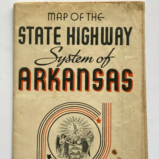 1939 ARKANSAS FOLDING Highway System Road Map Pictures Points of