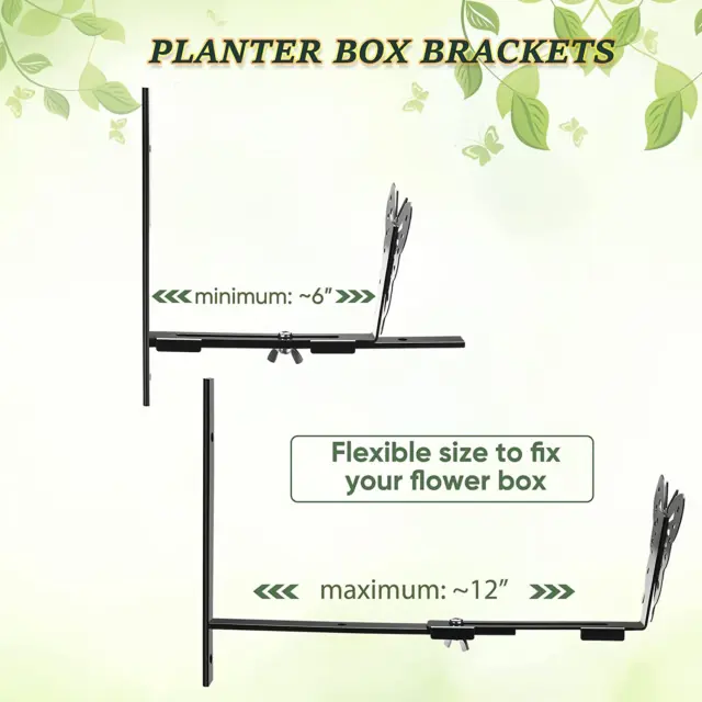 Planter Box Brackets for Window Boxes Planters Hooks Sturdy Wall Mount Flower Bo 3