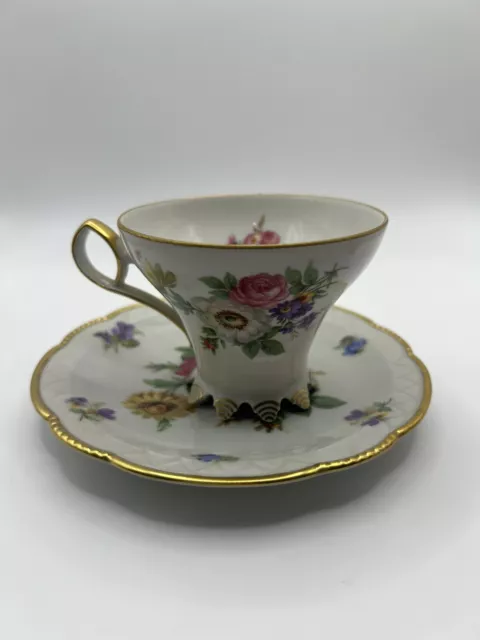 Vintage Mitterteich Bavaria Germany Porcelain Tea cup and saucer Floral Coffee