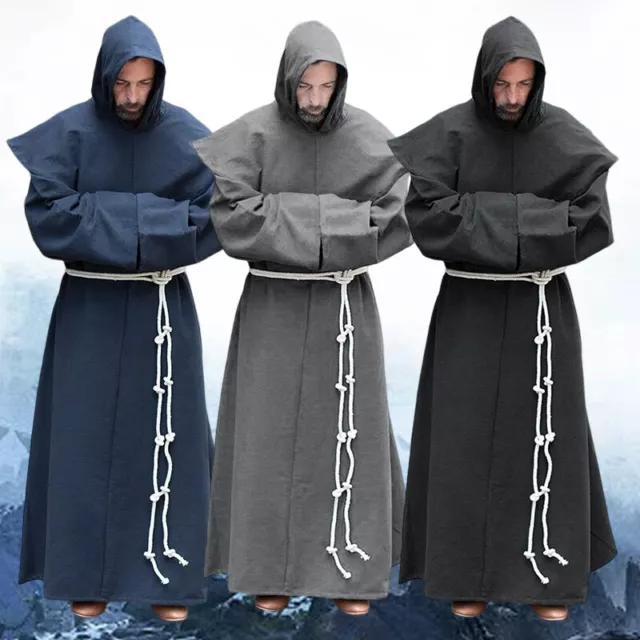 Halloween Men's Renaissance Medieval Priest Monk Robe Cosplay Costume Shawl