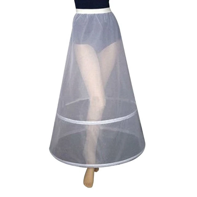 Womens Bridal 2 Hoops A-Line Ankle-Length Full Slip Petticoat One-Layer Elastic